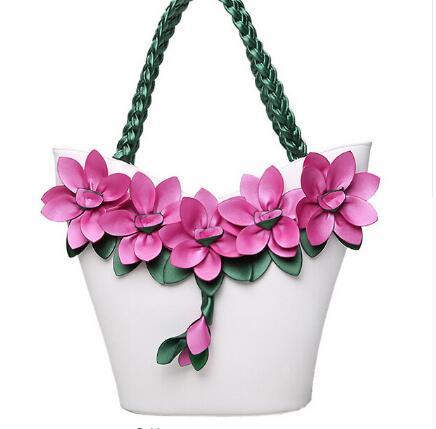 Women Tote Fluorescent material handbag Authentic Flower Style
