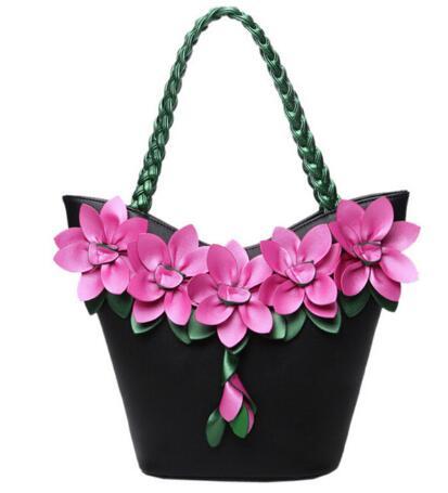 Women Tote Fluorescent material handbag Authentic Flower Style