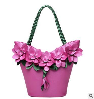 Women Tote Fluorescent material handbag Authentic Flower Style