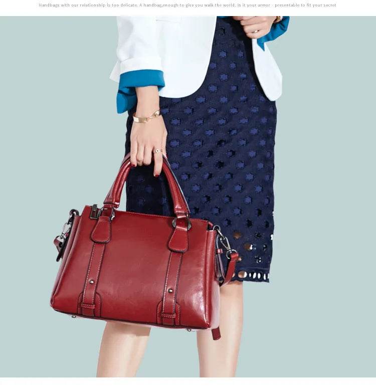 Tote Bag - Genuine Leather Women Shoulder Cross body Handbag - Dressect
