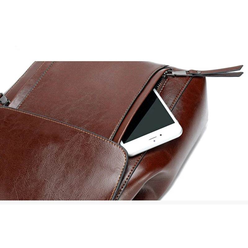 Women Backpack Cross body Shoulder Bag Genuine Leather Female Natural Skin Book Laptop Rucksack Messenger Bags - Dressect
