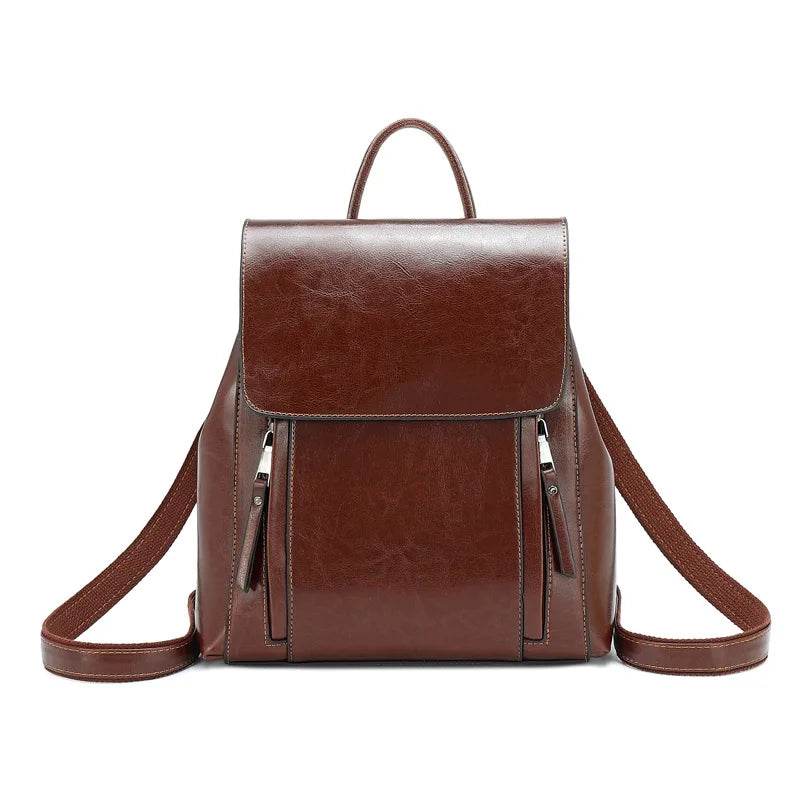 Women Backpack Cross body Shoulder Bag Genuine Leather Female Natural Skin Book Laptop Rucksack Messenger Bags - Dressect