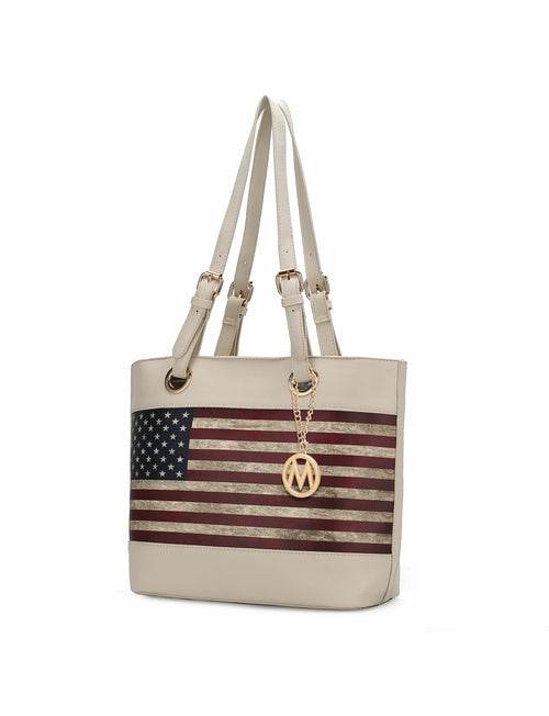Vera Vegan Leather Patriotic Flag Pattern Women Tote Bag - Dressect