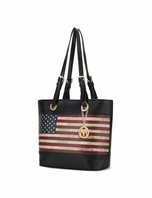 Vera Vegan Leather Patriotic Flag Pattern Women Tote Bag - Dressect