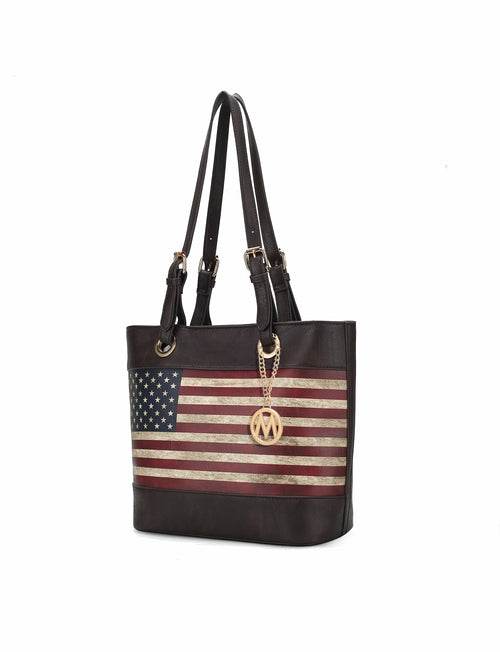 Vera Vegan Leather Patriotic Flag Pattern Women Tote Bag - Dressect