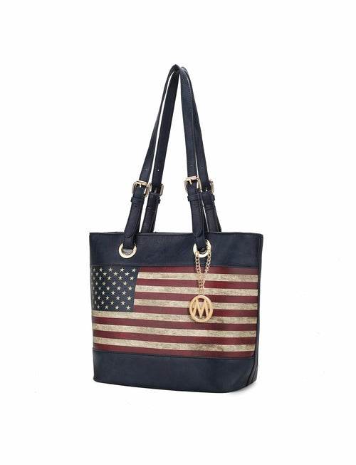 Vera Vegan Leather Patriotic Flag Pattern Women Tote Bag - Dressect