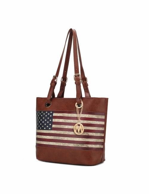 Vera Vegan Leather Patriotic Flag Pattern Women Tote Bag - Dressect
