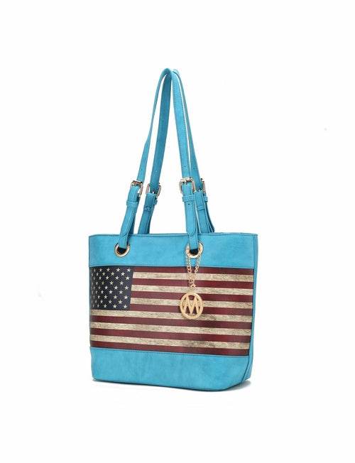 Vera Vegan Leather Patriotic Flag Pattern Women Tote Bag - Dressect