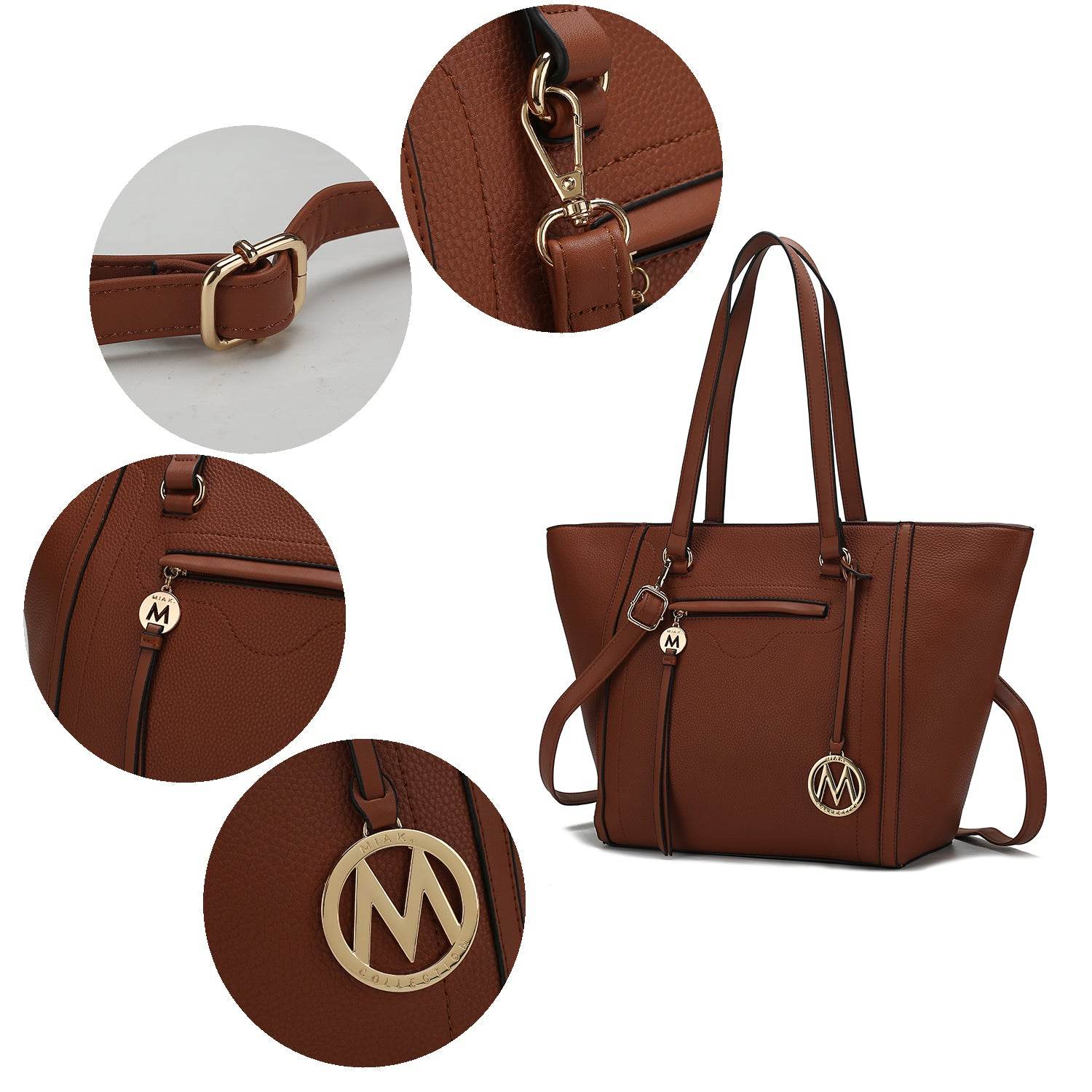 Alexandra Vegan Leather Women Tote Handbag with Wallet - Dressect