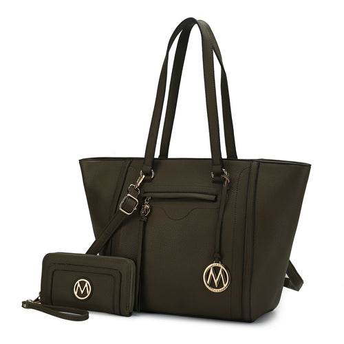 Alexandra Vegan Leather Women Tote Handbag with Wallet - Dressect