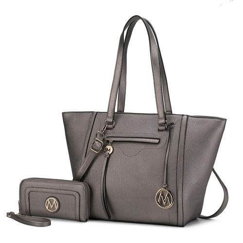 Alexandra Vegan Leather Women Tote Handbag with Wallet - Dressect