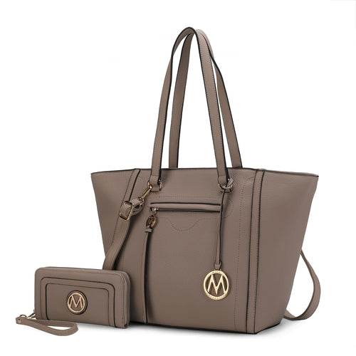 Alexandra Vegan Leather Women Tote Handbag with Wallet - Dressect