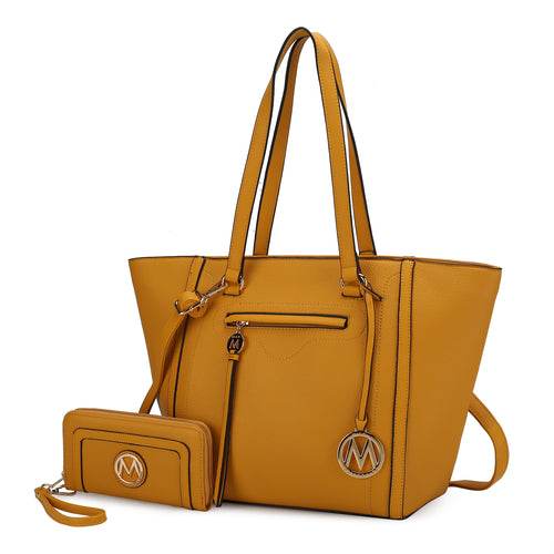 Alexandra Vegan Leather Women Tote Handbag with Wallet - Dressect
