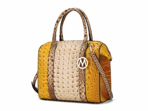 Ember Faux Crocodile-Embossed Vegan Leather Women Satchel Bag - Dressect