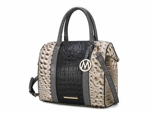 Ember Faux Crocodile-Embossed Vegan Leather Women Satchel Bag - Dressect
