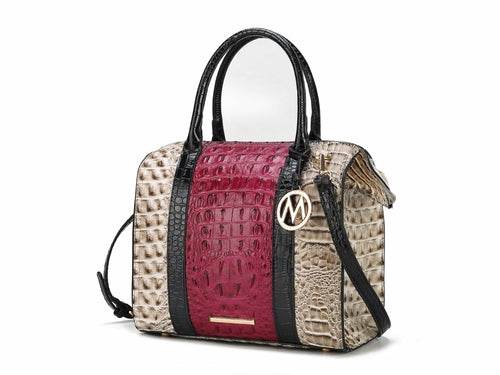 Ember Faux Crocodile-Embossed Vegan Leather Women Satchel Bag - Dressect