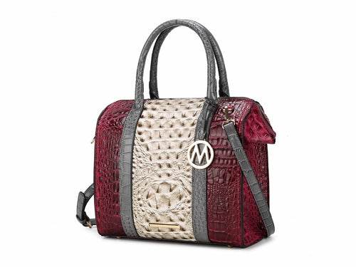 Ember Faux Crocodile-Embossed Vegan Leather Women Satchel Bag - Dressect