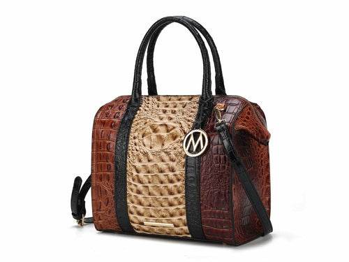 Ember Faux Crocodile-Embossed Vegan Leather Women Satchel Bag - Dressect