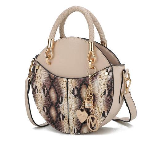 Camille Faux Snakeskin Vegan Leather Women Round Crossbody Bag - Dressect