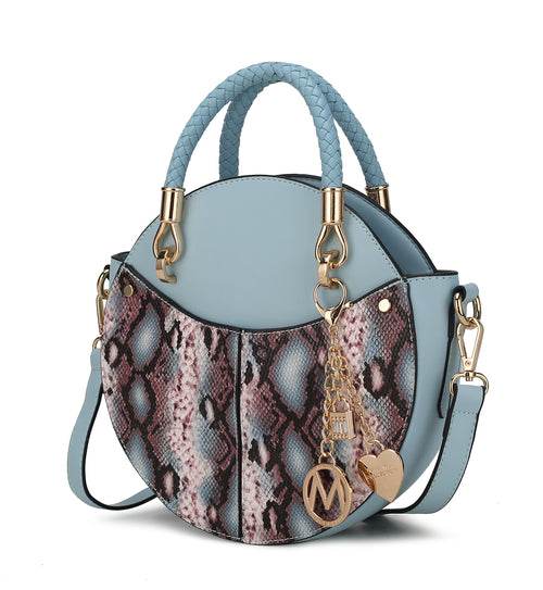Camille Faux Snakeskin Vegan Leather Women Round Crossbody Bag - Dressect