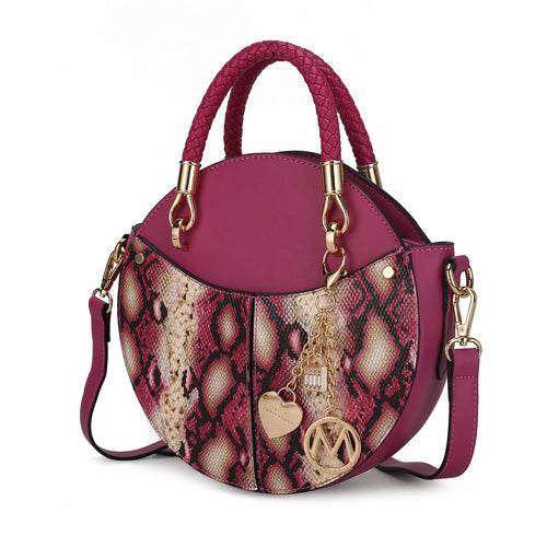 Camille Faux Snakeskin Vegan Leather Women Round Crossbody Bag - Dressect