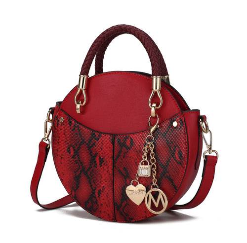 Camille Faux Snakeskin Vegan Leather Women Round Crossbody Bag - Dressect