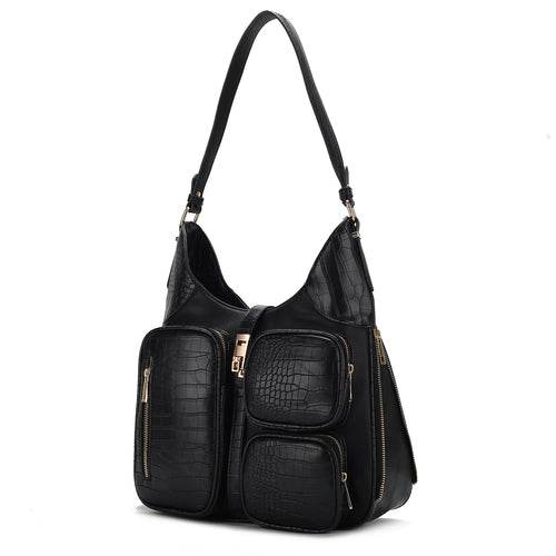 Daphne Crocodile-embossed Shoulder Handbag Vegan Leather Women - Dressect