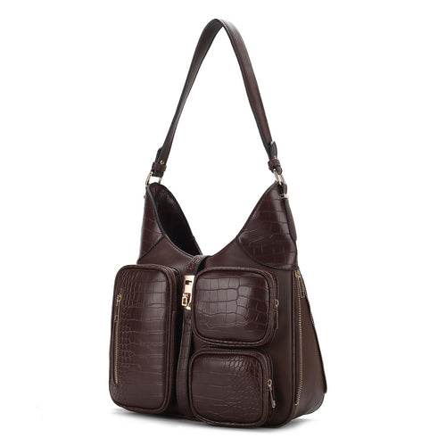 Daphne Crocodile-embossed Shoulder Handbag Vegan Leather Women - Dressect
