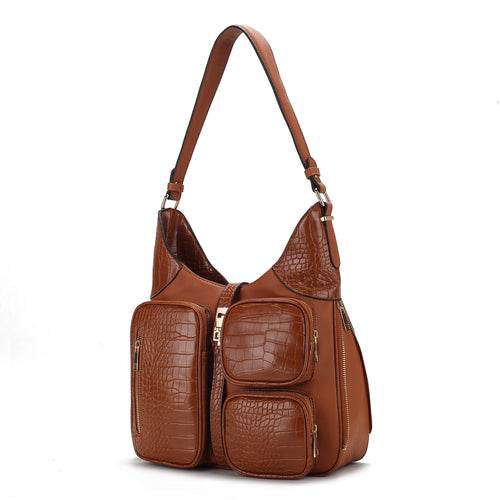 Daphne Crocodile-embossed Shoulder Handbag Vegan Leather Women - Dressect