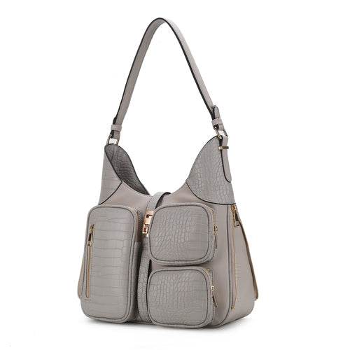 Daphne Crocodile-embossed Shoulder Handbag Vegan Leather Women - Dressect
