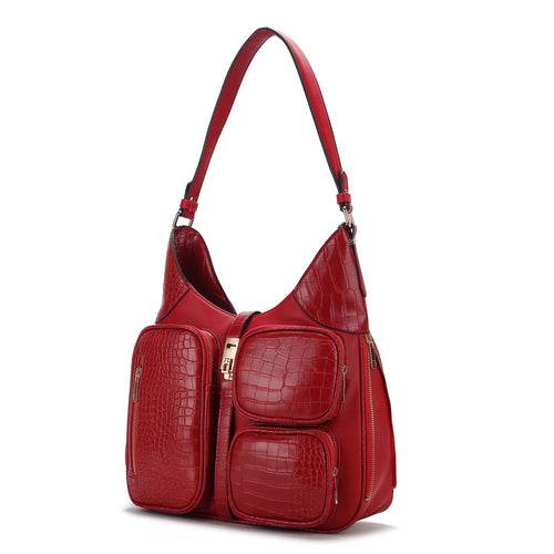 Daphne Crocodile-embossed Shoulder Handbag Vegan Leather Women - Dressect