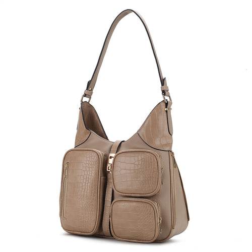 Daphne Crocodile-embossed Shoulder Handbag Vegan Leather Women - Dressect
