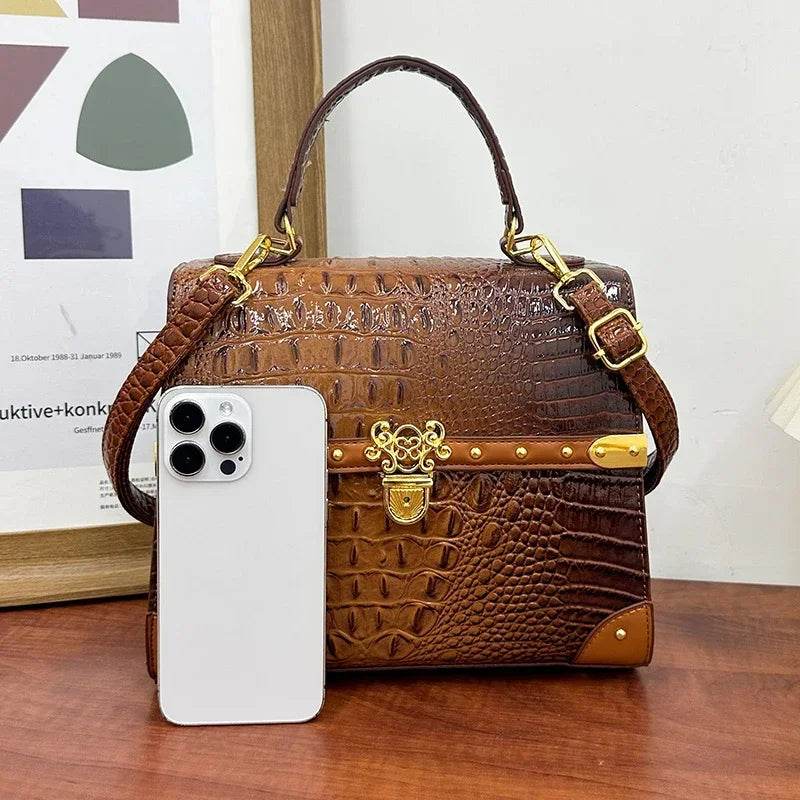 Designer Women Crocodile Pattern Crossbody Bag - Dressect