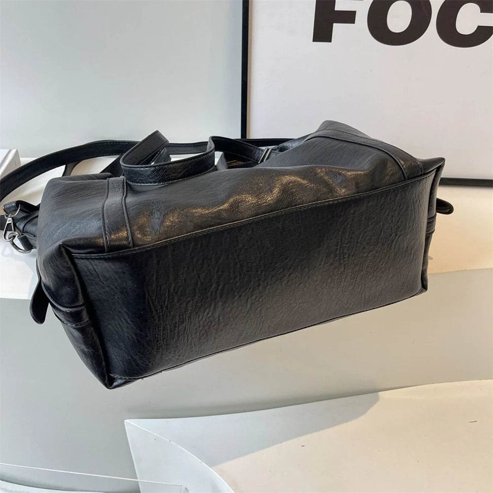 MOODS Large Sized Tote Bags For Women Soft PU Leather Pure Color Large Capacity Shopper Shoulder Crossbody Bag Quality Handbags - Dressect