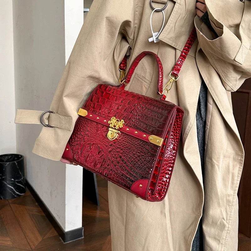 Designer Women Crocodile Pattern Crossbody Bag - Dressect
