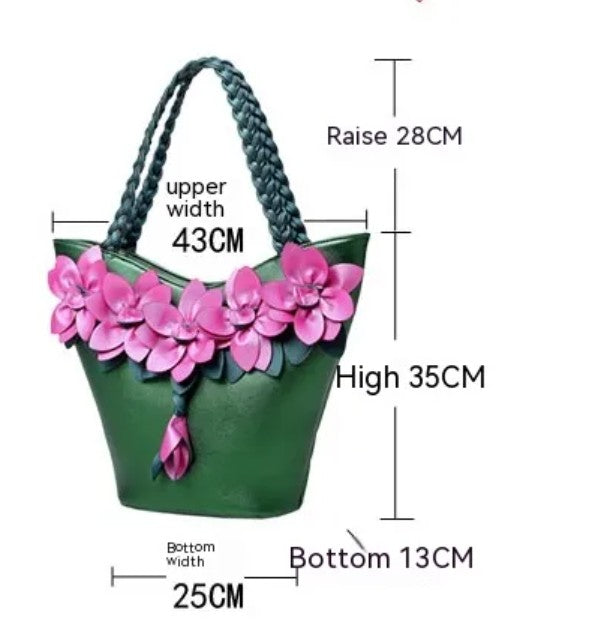 Women Tote Fluorescent material handbag Authentic Flower Style