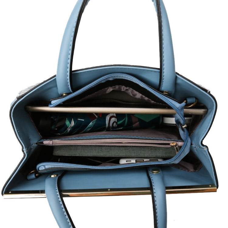 Women Stone Pattern Patchwork Handbag Shoulder Bag Crossbody Bag(Blue) - Dressect