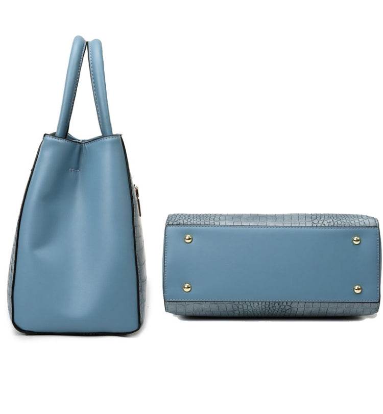 Women Stone Pattern Patchwork Handbag Shoulder Bag Crossbody Bag(Blue) - Dressect