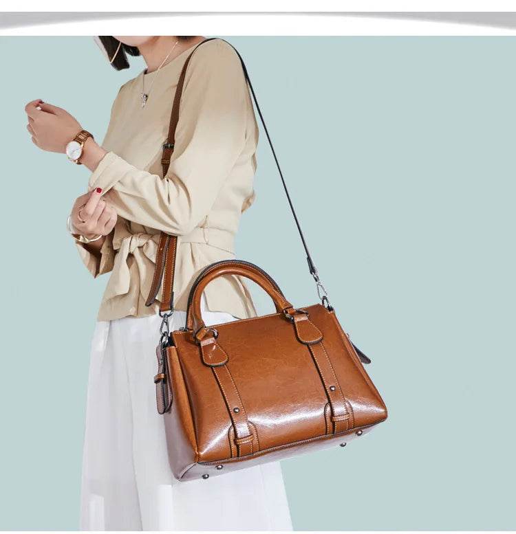 Tote Bag - Genuine Leather Women Shoulder Cross body Handbag - Dressect
