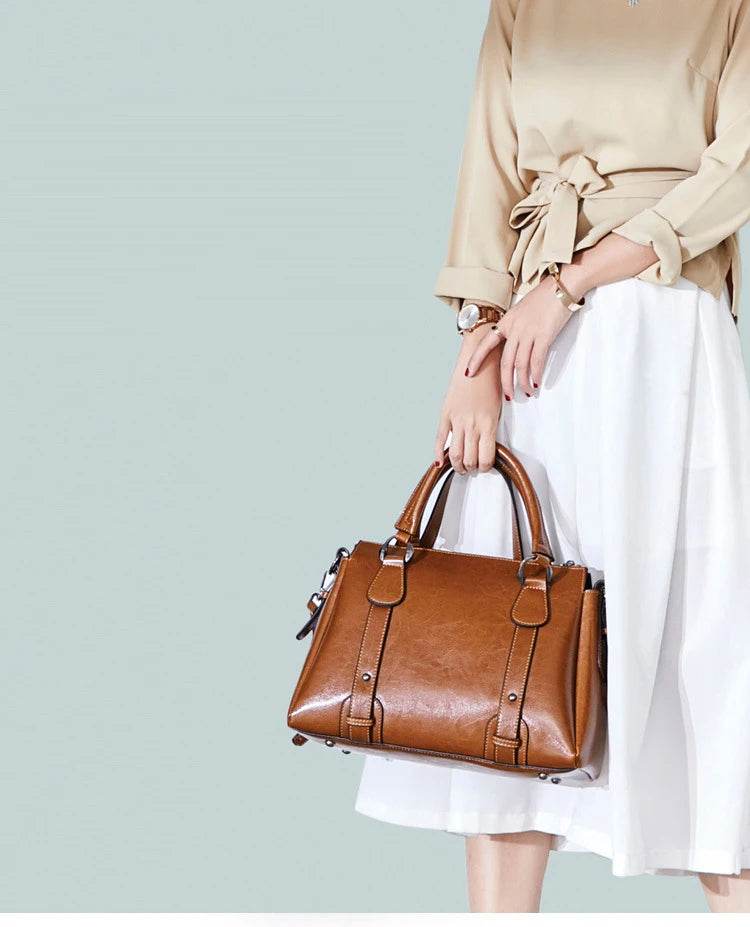Tote Bag - Genuine Leather Women Shoulder Cross body Handbag - Dressect