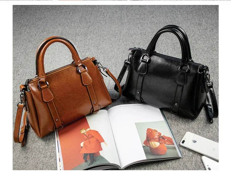 Tote Bag - Genuine Leather Women Shoulder Cross body Handbag - Dressect