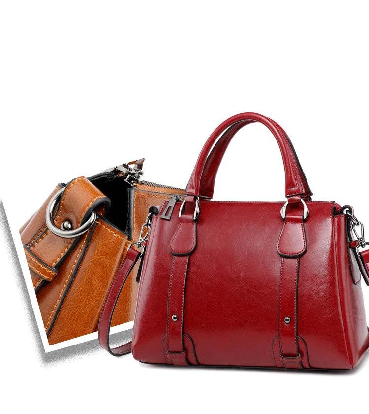 Tote Bag - Genuine Leather Women Shoulder Cross body Handbag - Dressect