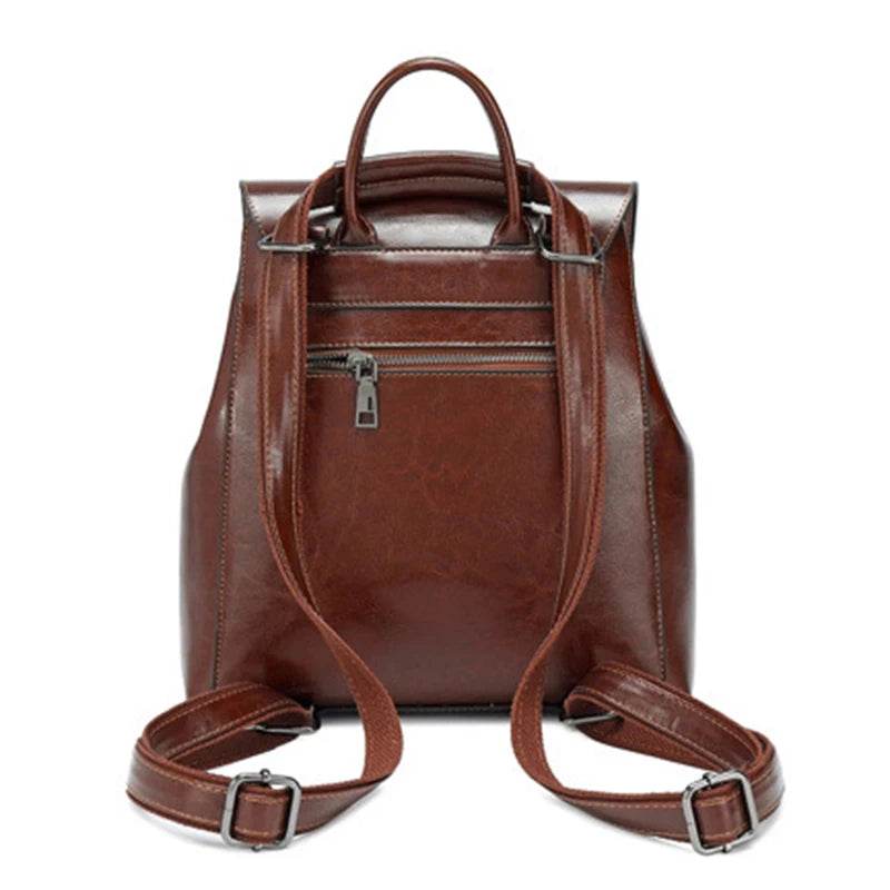 Women Backpack Cross body Shoulder Bag Genuine Leather Female Natural Skin Book Laptop Rucksack Messenger Bags - Dressect