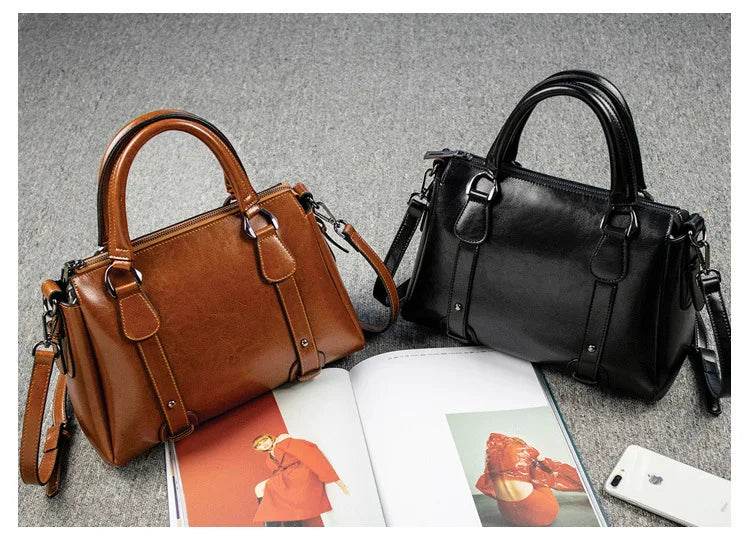 Tote Bag - Genuine Leather Women Shoulder Cross body Handbag - Dressect