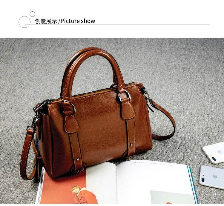 Tote Bag - Genuine Leather Women Shoulder Cross body Handbag - Dressect