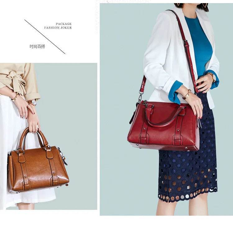 Tote Bag - Genuine Leather Women Shoulder Cross body Handbag - Dressect
