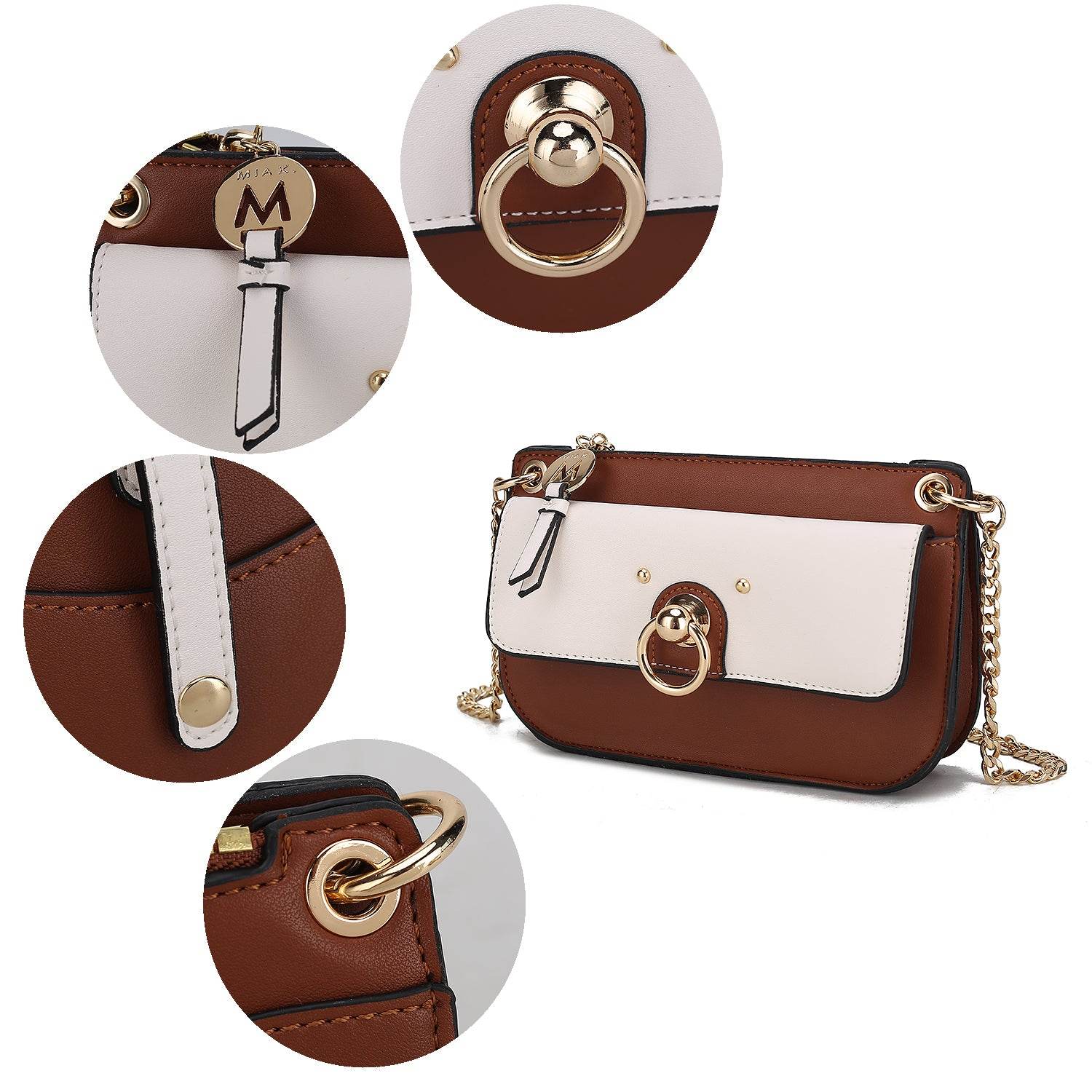 Jill Vegan Leather Women Color Block Crossbody Bag - Dressect