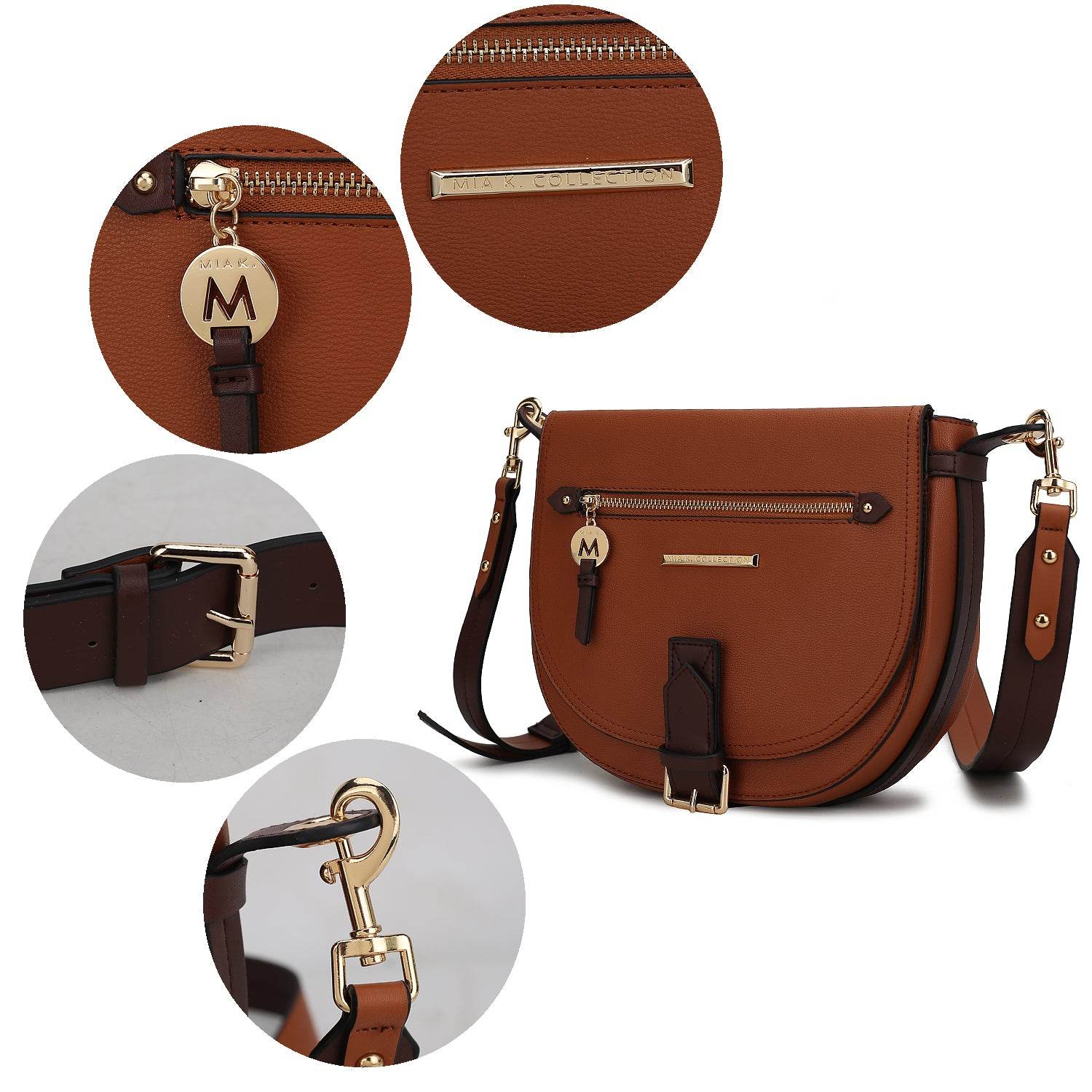 Drew Vegan Leather Color Block Women Shoulder Bag - Dressect