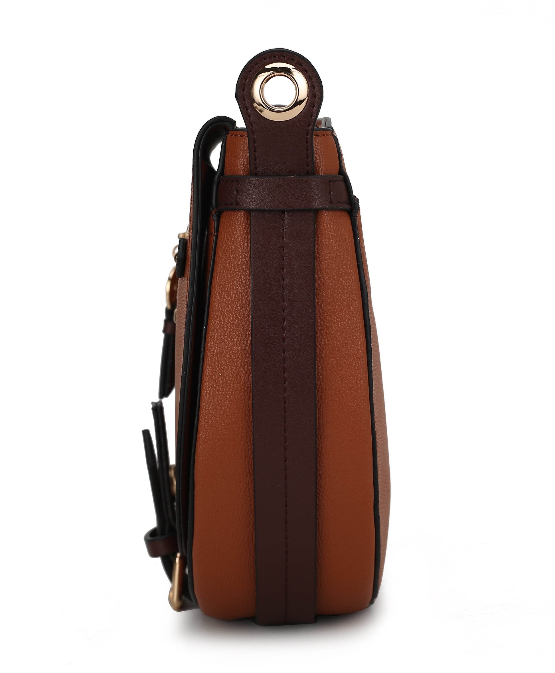 Drew Vegan Leather Color Block Women Shoulder Bag - Dressect