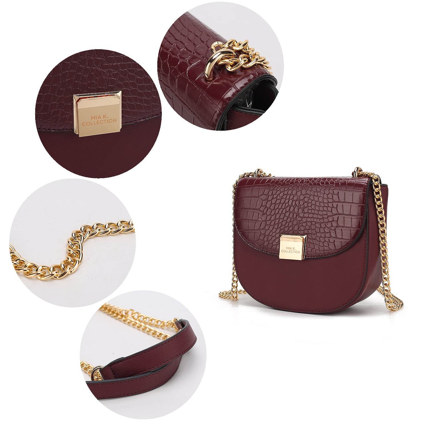 Brooklyn Crocodile Embossed Vegan Leather Women Shoulder Handbag - Dressect